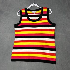 Misook Striped Knit Tank Top Sleeveless Colorful Casual Size L